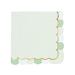 SERVIETTES FESTONNEES 33X33CM VERT PASTEL X16