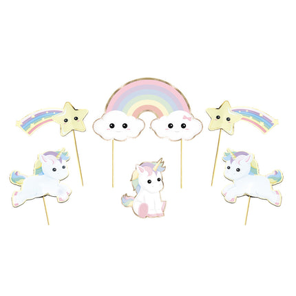 SET DE 6 DECORATIONS BABY LICORNE POUR GATEAUX