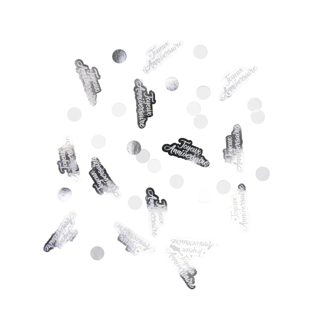 CONFETTIS DE TABLE JOYEUX ANNIVERSAIRE ARGENT