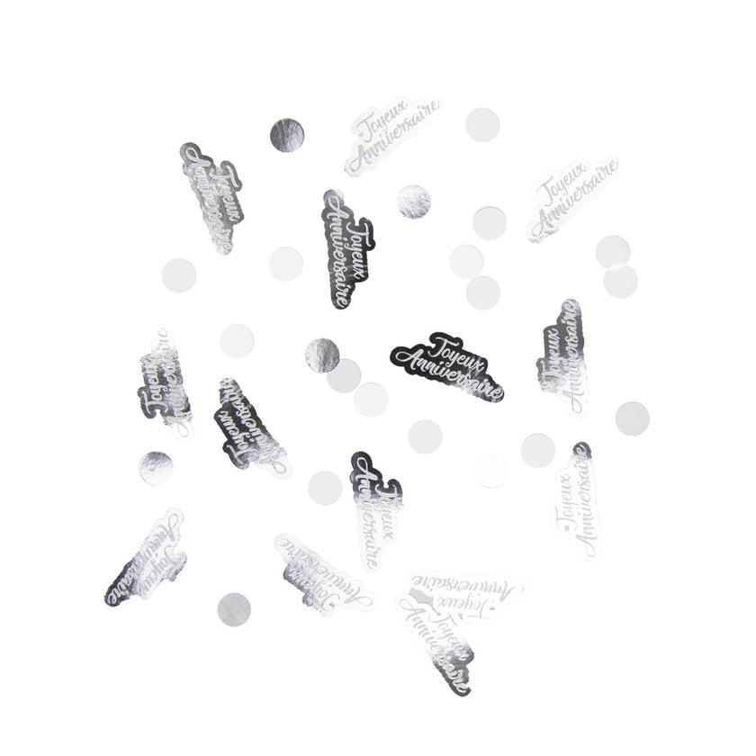 CONFETTIS DE TABLE JOYEUX ANNIVERSAIRE ARGENT