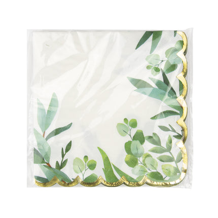 SERVIETTES FESTONNEES 33X33CM EUCALYPTUS X 16