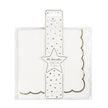 SERVIETTES FESTONNEES 33X33CM BLANCHES ET OR X 16