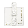 SERVIETTES FESTONNEES 33X33CM BLANCHES ET OR X 16
