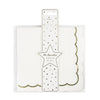 SERVIETTES FESTONNEES 33X33CM BLANCHES ET OR X 16