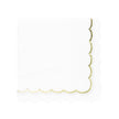 SERVIETTES FESTONNEES 33X33CM BLANCHES ET OR X 16