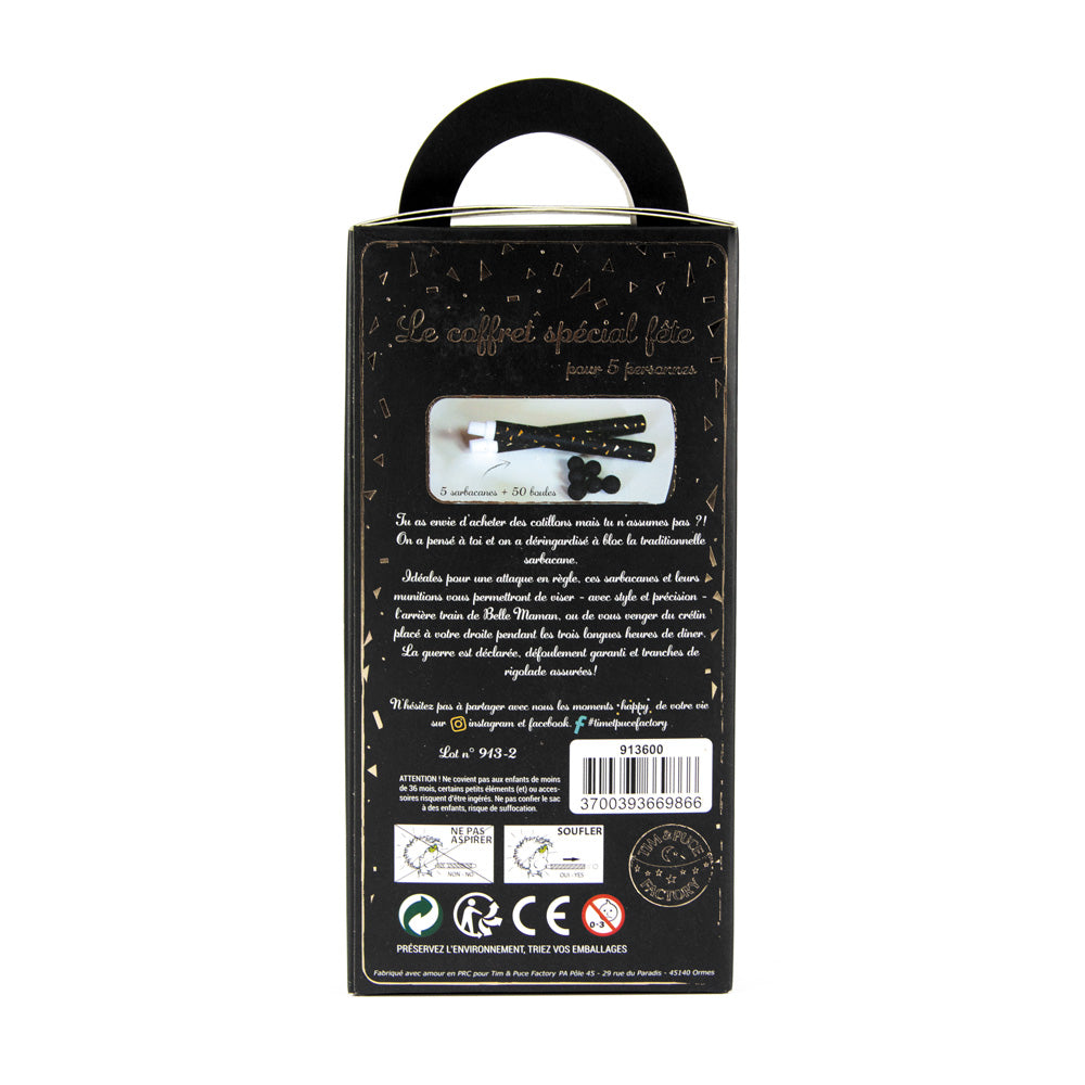 COFFRET 5 SARBACANES + 50 BOULES GOLD PARTY