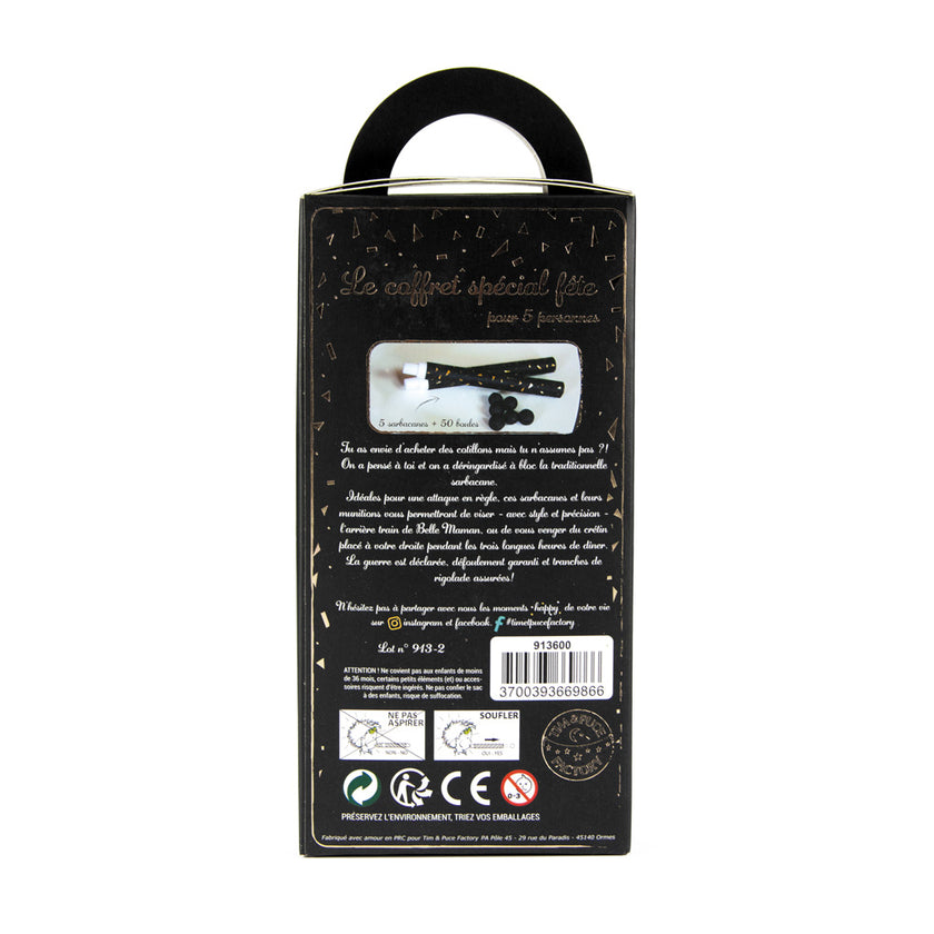 COFFRET 5 SARBACANES + 50 BOULES GOLD PARTY