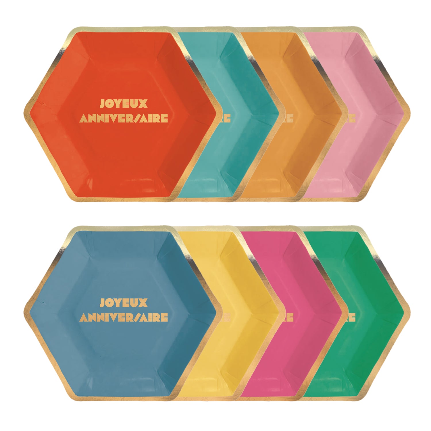 ASSIETTES HEXAGONALES MULTI JA  X 8