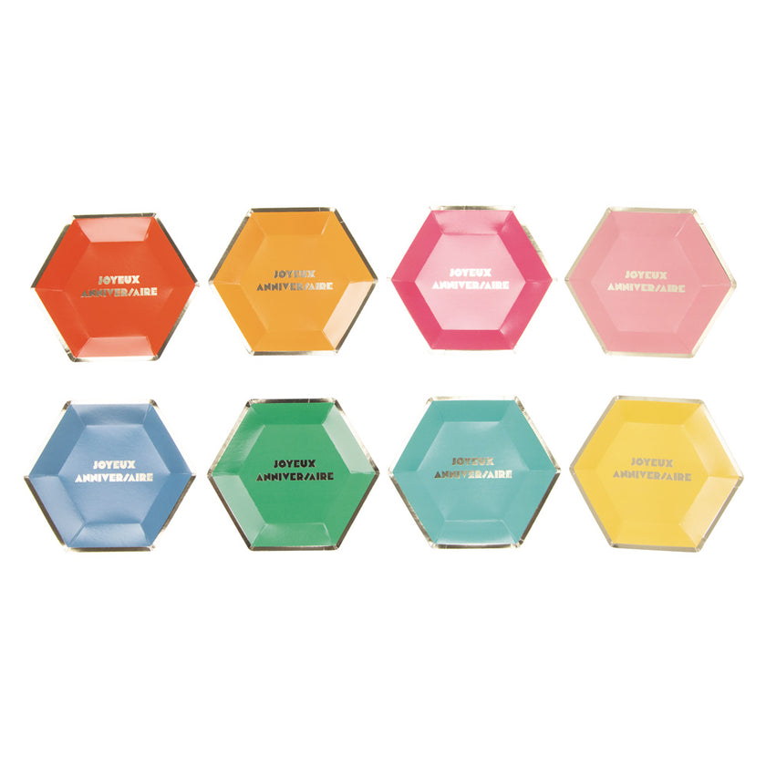 ASSIETTES MULTI JOYEUX ANNIVERSAIRE X8