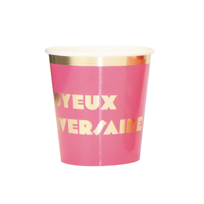 GOBELETS 200ML MULTI JOYEUX ANNIVERSAIRE X 8