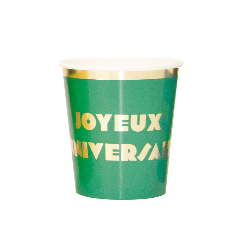 GOBELETS 200ML MULTI JOYEUX ANNIVERSAIRE X 8