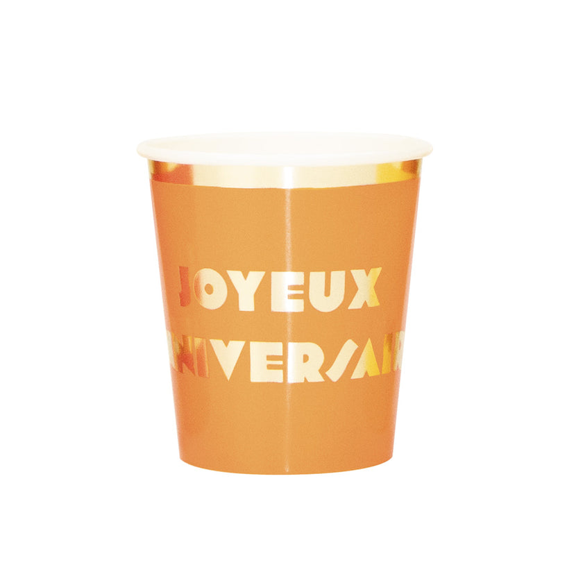 GOBELETS 200ML MULTI JOYEUX ANNIVERSAIRE X 8