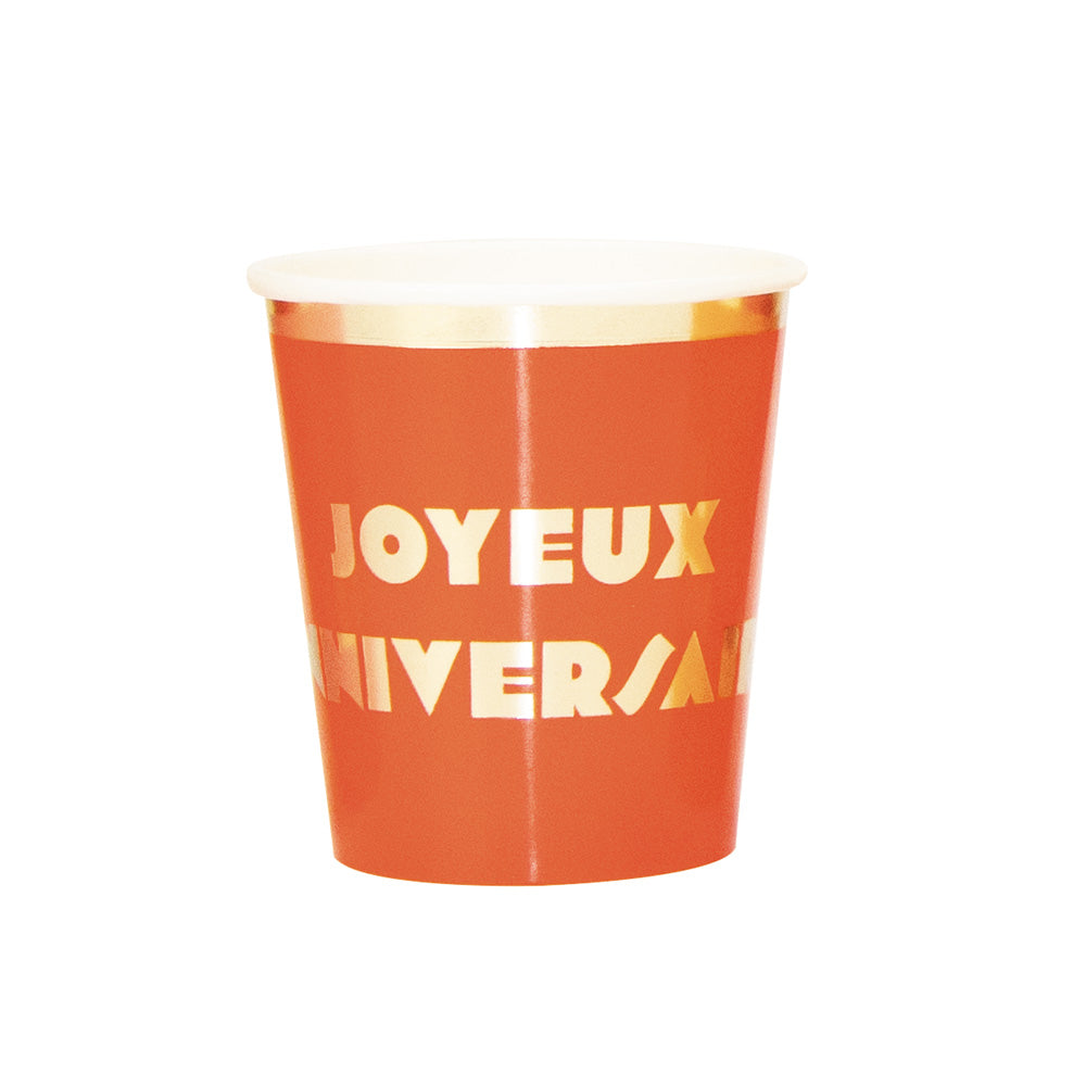 GOBELETS 200ML MULTI JOYEUX ANNIVERSAIRE X 8