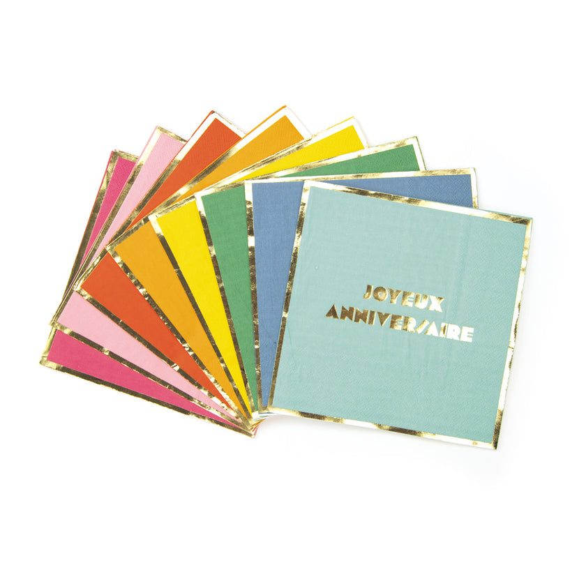 SERVIETTES MULTI JOYEUX ANNIVERSAIRE  X 16
