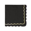 SERVIETTES FESTONNEES 33X33CM NOIRES ET OR X 16