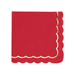 SERVIETTES FESTONNEES 33X33CM ROUGES ET OR X 16