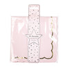 SERVIETTES FESTONNEES 33X33CM ROSE PASTEL ET OR X 16