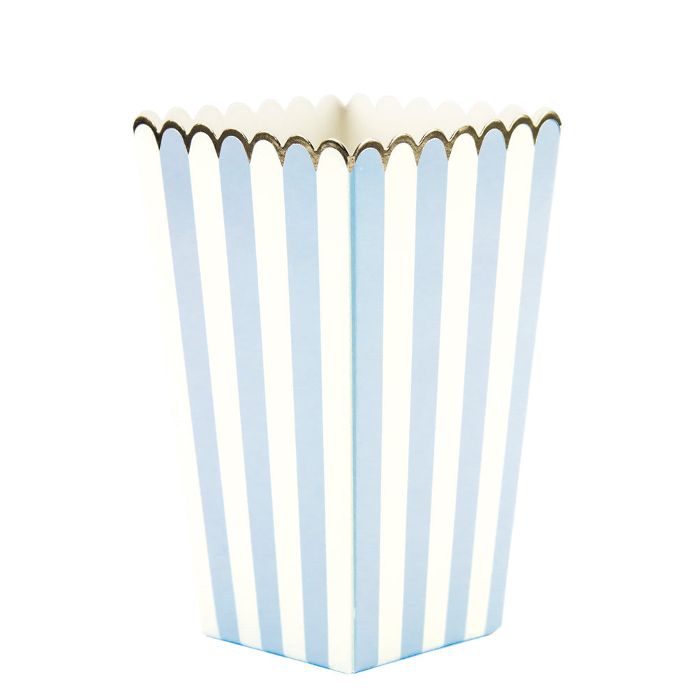 BOITES A POP-CORN BLEU PASTEL ET OR X 8