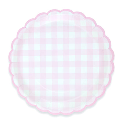 ASSIETTES FESTONNEES VICHY ROSE 23CM X 8