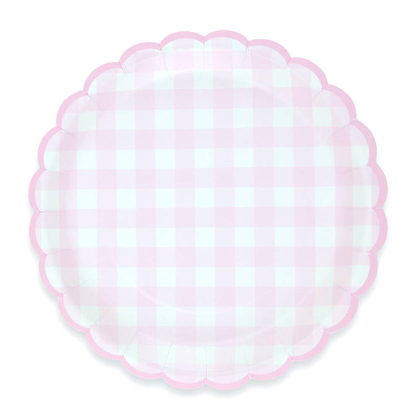 ASSIETTES FESTONNEES VICHY ROSE 23CM X 8