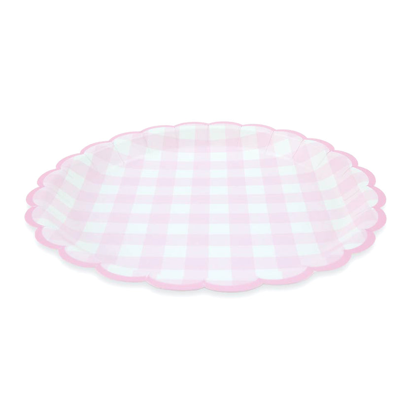 ASSIETTES FESTONNEES VICHY ROSE 23CM X 8