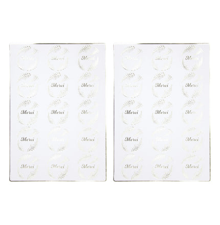 STICKERS MERCI BLANCS ET OR X 30PCS