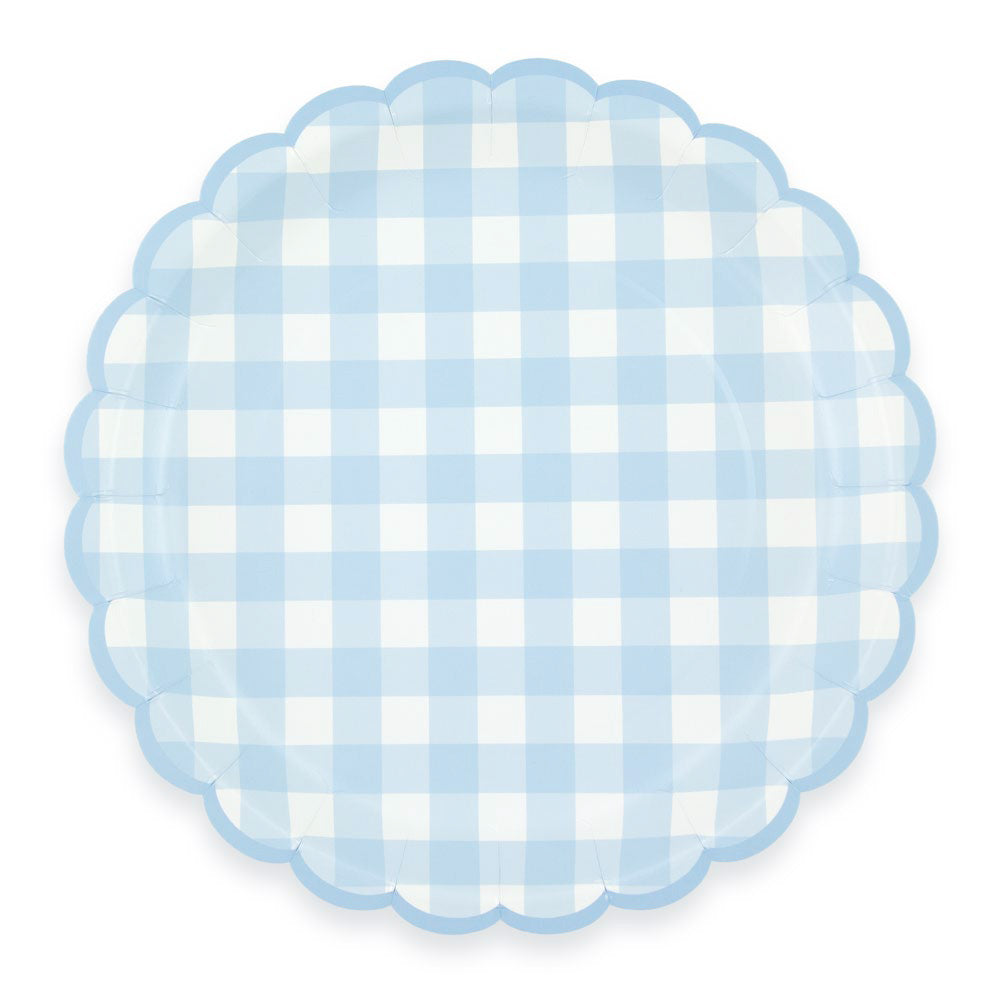 ASSIETTES FESTONNEES VICHY BLEU 23CM X 8