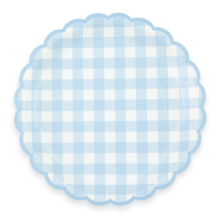 ASSIETTES FESTONNEES VICHY BLEU 23CM X 8