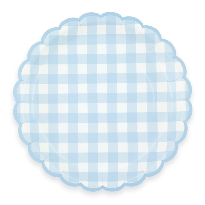 ASSIETTES FESTONNEES VICHY BLEU 23CM X 8