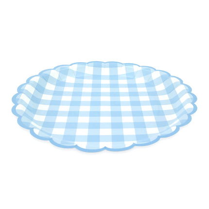 ASSIETTES FESTONNEES VICHY BLEU 23CM X 8