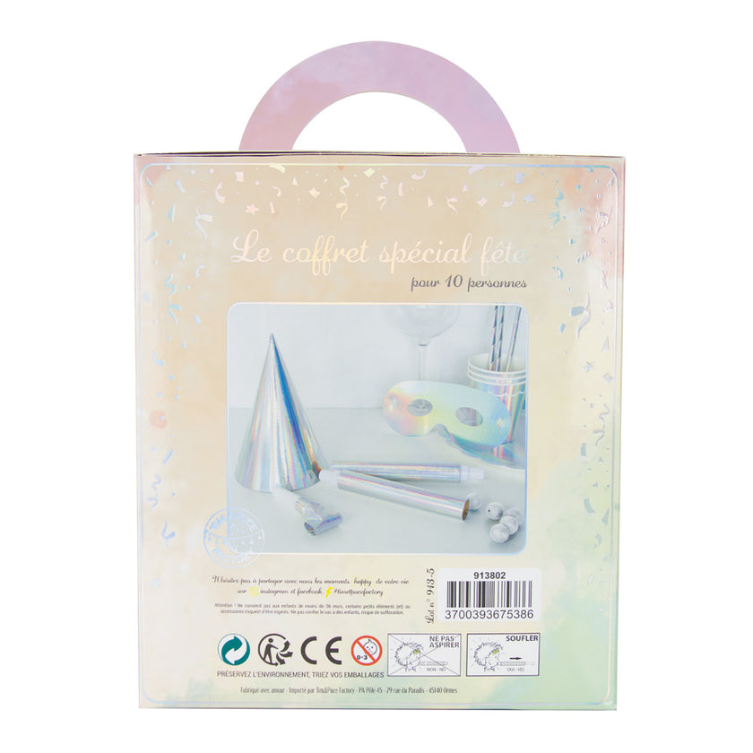 COFFRET 10 PERS. BOITE LUXE IRIDESCENT PARTY