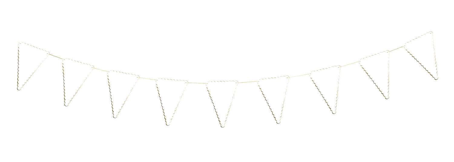 GUIRLANDE FANIONS FESTONNES BLANCHE ET OR 3M