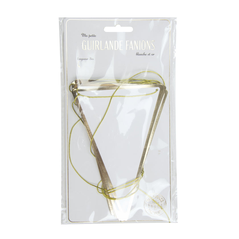 GUIRLANDE FANIONS BLANCHE ET OR 3M