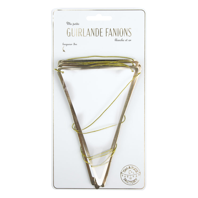 GUIRLANDE FANIONS BLANCHE ET OR 3M