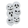 BALLONS DE BAUDRUCHE BLANCS VISAGES D HALLOWEEN X 6