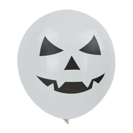 BALLONS DE BAUDRUCHE BLANCS VISAGES D HALLOWEEN X 6