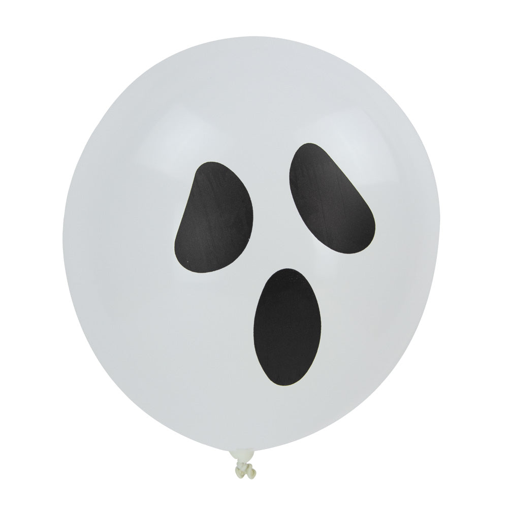 BALLONS DE BAUDRUCHE BLANCS VISAGES D HALLOWEEN X 6