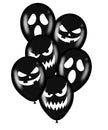 BALLONS DE BAUDRUCHE NOIRS VISAGES D HALLOWEEN X 6