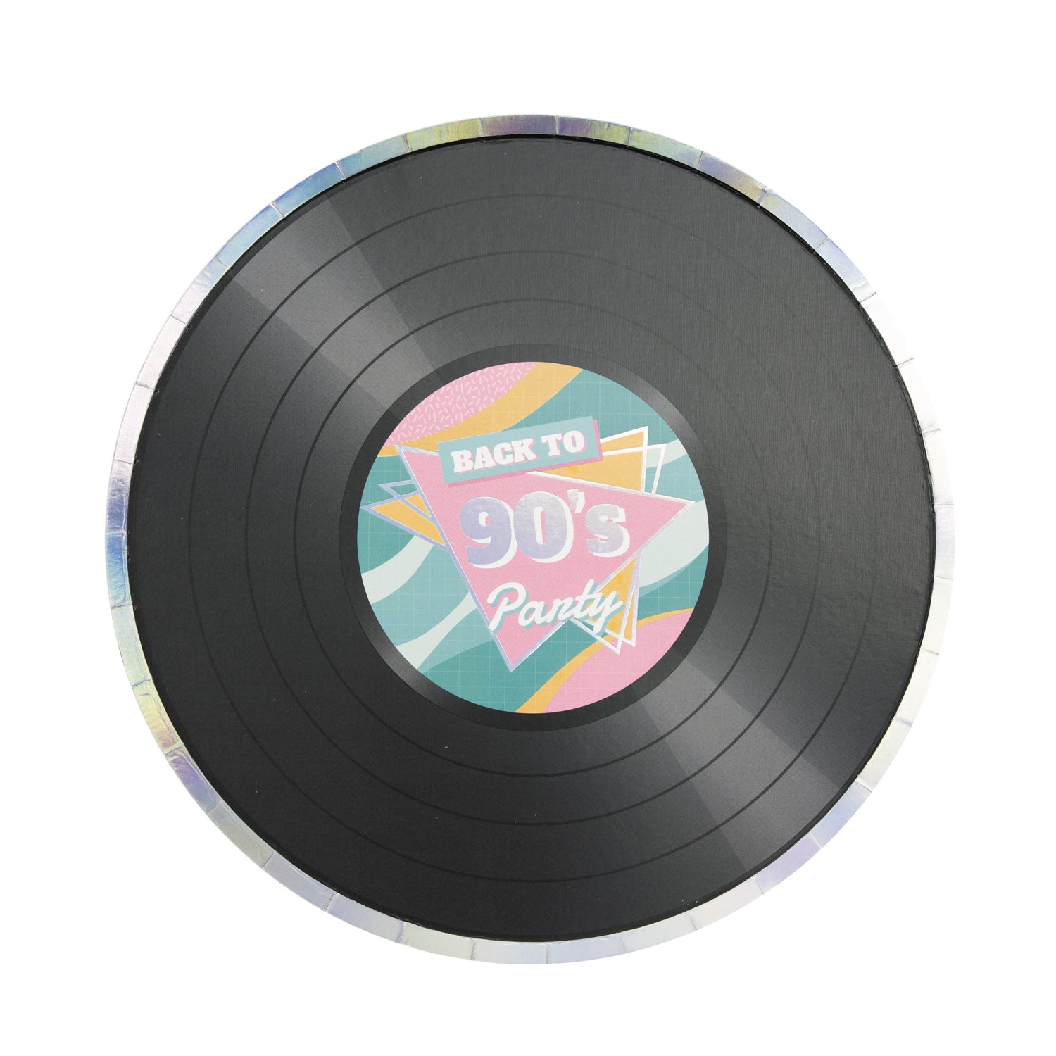 ASSIETTES RONDES 22CM VINYLE 90'S PARTY X 8