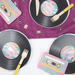 ASSIETTES RONDES 22CM VINYLE 90'S PARTY X 8