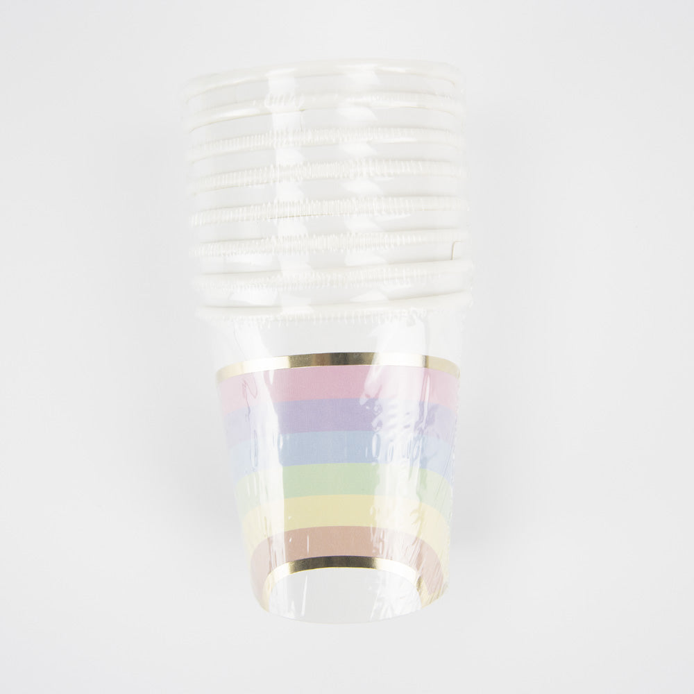 GOBELETS 200ML ARC EN CIEL PASTEL X 8