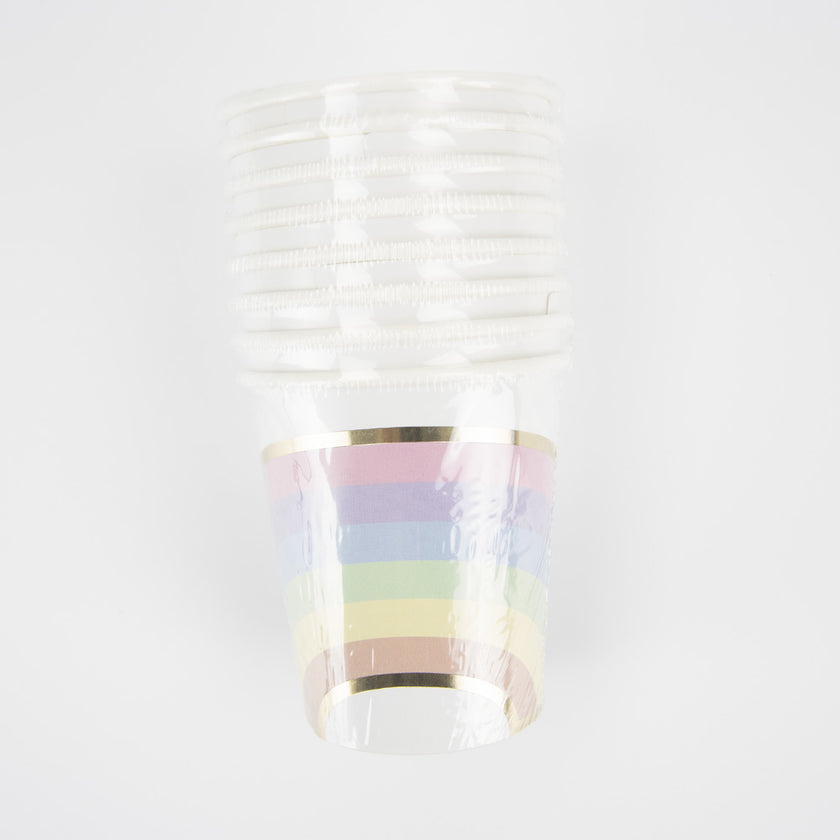 GOBELETS 200ML ARC EN CIEL PASTEL X 8