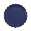 ASSIETTES FESTONNEES 23CM BLEU MARINE ET OR X 8