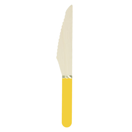 PETITS COUTEAUX EN BOIS JAUNE CURRY ET OR X 8