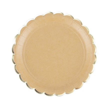 ASSIETTES FESTONNEES 23CM KRAFT ET OR X 8 gg