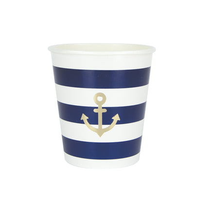 GOBELETS FESTONNES 200ML MARINIERE ET OR X 8
