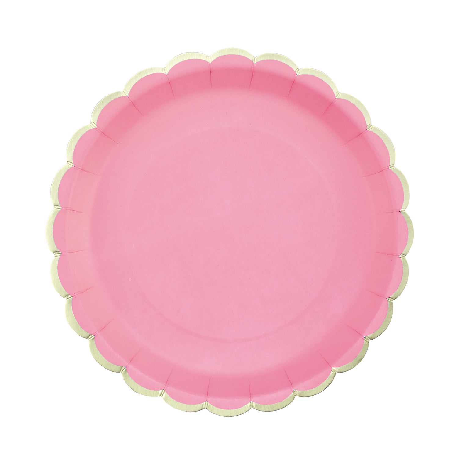 ASSIETTES FESTONNEES 23CM ROSE NEON ET OR X 8