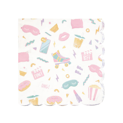 SERVIETTES FESTONNEES 33X33CM PYJAMA PARTY X 16