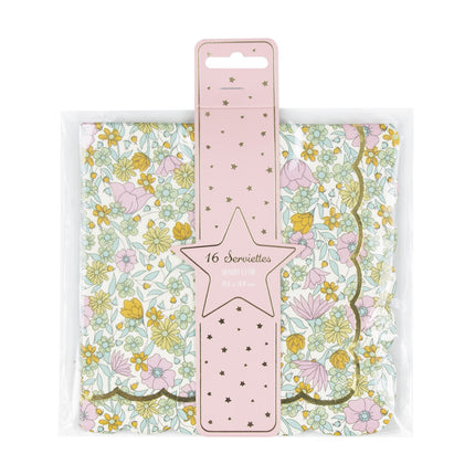 SERVIETTES FESTONNEES 33X33CM SHABBY ET OR X 16