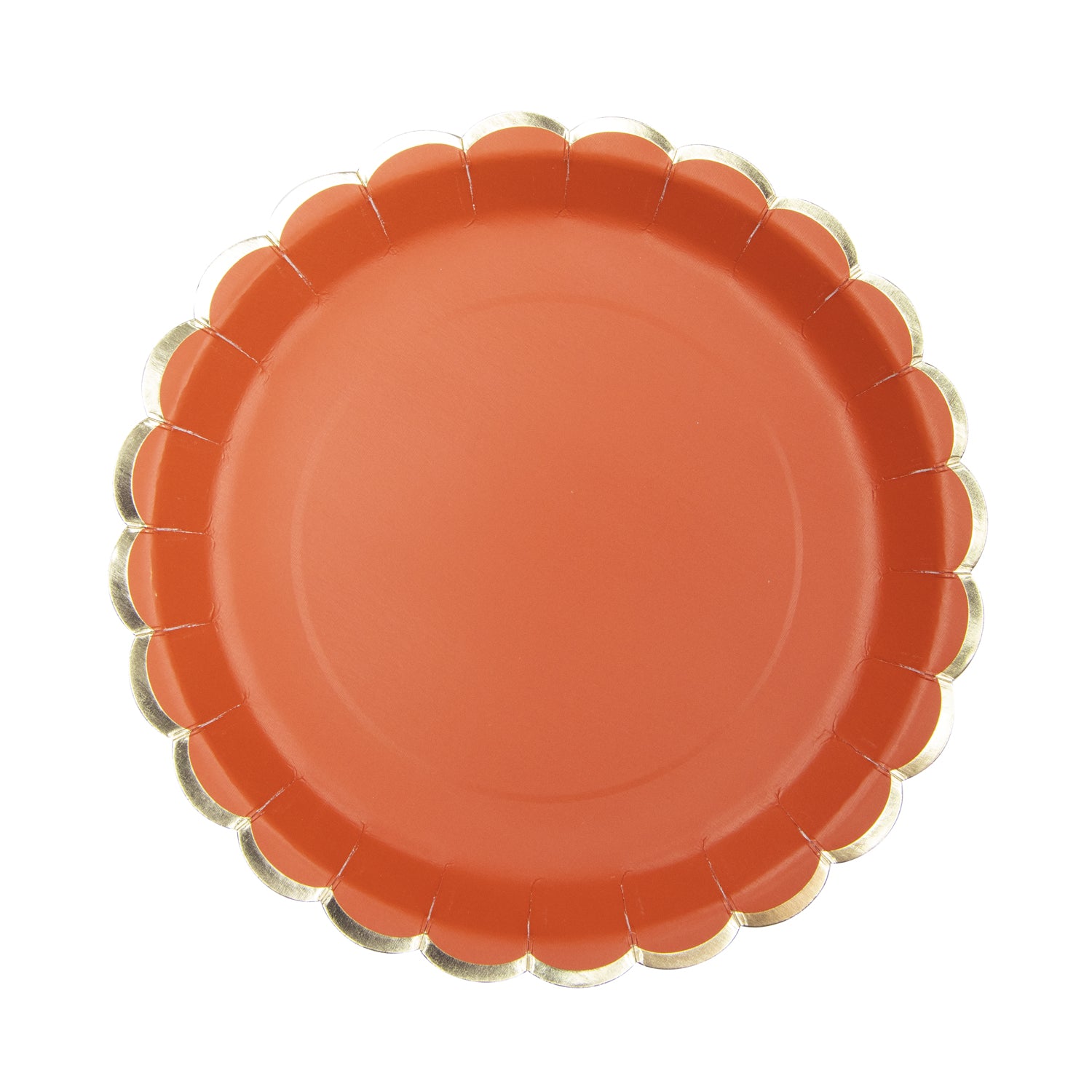 ASSIETTES FESTONNEES 23CM TERRACOTTA ET OR X 8